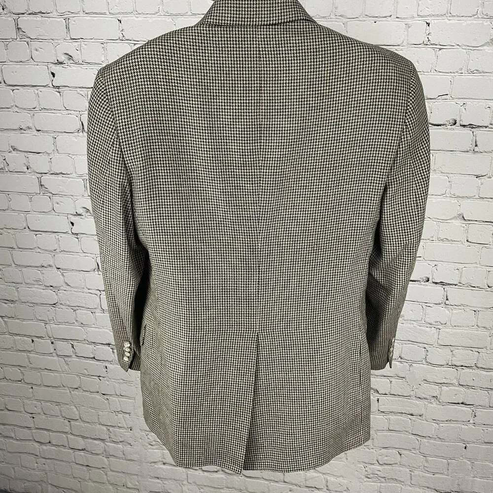 Jos A Bank Executive Collection Brown Houndstooth Silk Wool Blazer Sportcoat 40R